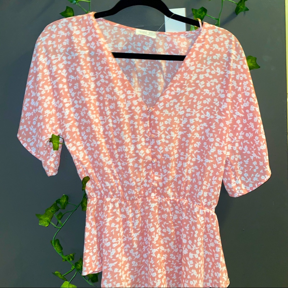 Pink and White Button Up Blouse